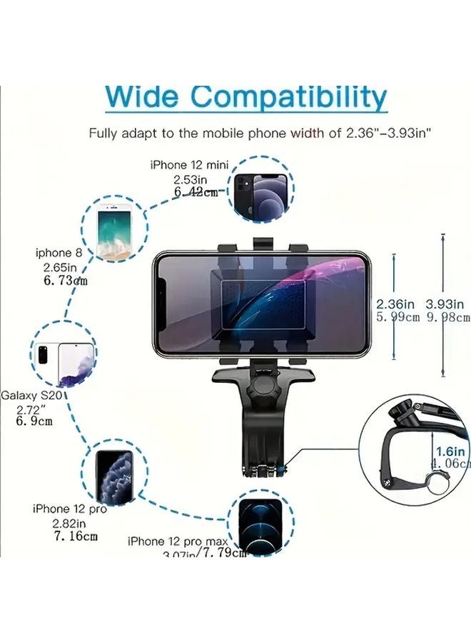 Black 360 Degree Rotating Car Phone Holder With Parking Number Plate Adjustable Mount - Image 4